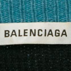 Balenciaga Blue Logo Intarsia Wool Crewneck Sweater M