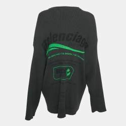 Balenciaga Grey Printed Rib Knit Oversized Sweater XS