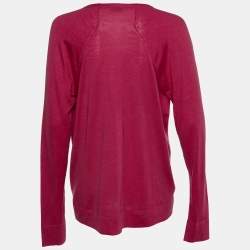 Balenciaga Pink Wool & Silk Knit Button Front Cardigan L