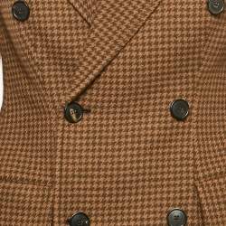 Pre Owned Balenciaga Brown Houndstooth Wool Hourglass Blazer M