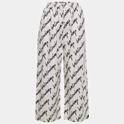 Pre Owned Balenciaga White All Over Print Cotton Track Pants XL