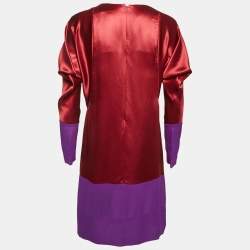 Balenciaga Burgundy Silk Panel Detail Short Dress M