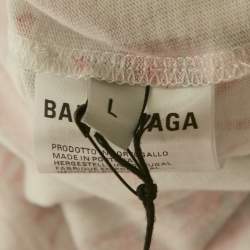 Balenciaga Multicolor Graphic Printed Cotton Knit Tie Detail Oversized Top & Leggings Set L