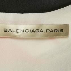 Balenciaga Cream Floral Print Silk Short Dress S