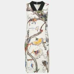 Balenciaga Cream Floral Print Silk Short Dress S