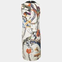 Balenciaga Cream Floral Print Silk Short Dress S