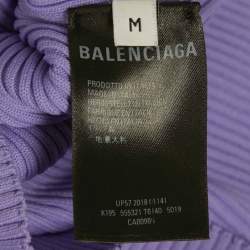 Balenciaga Purple All-Over Print Rib Knit Crewneck Sweater M