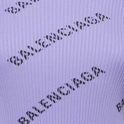 Balenciaga Purple All-Over Print Rib Knit Crewneck Sweater M