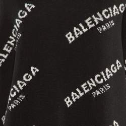 Balenciaga Black All Over Logo Wool Sweater M