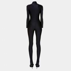 Balenciaga Black Jersey Falkon Full-Body Jumpsuit S Heels Size 39