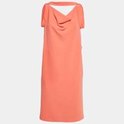 Balenciaga Orange Crepe Sleeveless Midi Dress M