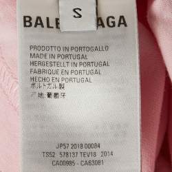Balenciaga Pink Logo Print Cotton Jersey T-Shirt S