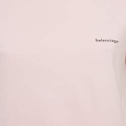 Balenciaga Pink Logo Print Cotton Jersey T-Shirt S