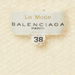 Balenciaga Off-White Rib Knit V-Neck Sweater M