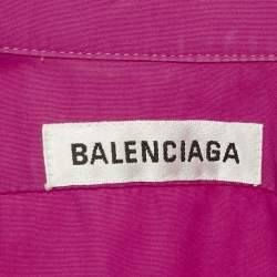 Pre Owned Balenciaga Pink Logo Print Cotton Oversized Shirt S