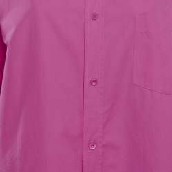 Pre Owned Balenciaga Pink Logo Print Cotton Oversized Shirt S