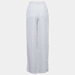 Balenciaga White Silk Straight Fit Trousers M