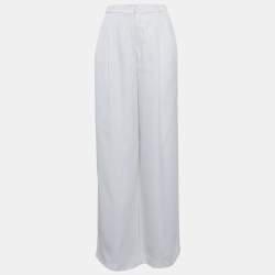 Balenciaga White Silk Straight Fit Trousers M