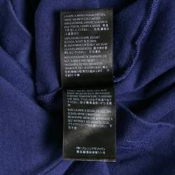 Balenciaga Ink Blue Logo Print Cotton Crew Neck T-Shirt M 