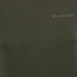 Balenciaga Green Logo Embroidered Jersey T-Shirt S