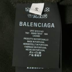 Balenciaga Green Logo Embroidered Jersey T-Shirt S