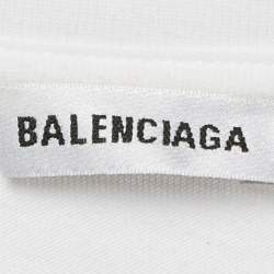 Balenciaga White Logo Print Jersey T-Shirt M