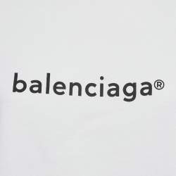 Balenciaga White Logo Print Jersey T-Shirt M