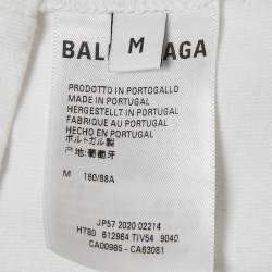 Balenciaga White Logo Print Jersey T-Shirt M