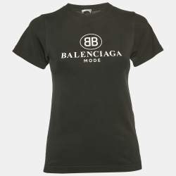 Balenciaga Black Logo Print Cotton Jersey T-Shirt S