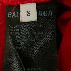 Pre Owned Balenciaga Red Logo Print Cotton Short Sleeve T-Shirt S