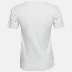 Pre Owned Balenciaga White Logo Embroidered Jersey T-Shirt S
