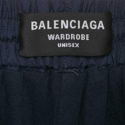 Pre Owned Balenciaga Wardrobe Unisex Navy Blue Polyamide Side Stripe Detail Track Pants M