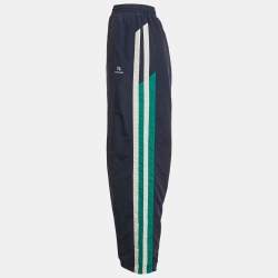 Pre Owned Balenciaga Wardrobe Unisex Navy Blue Polyamide Side Stripe Detail Track Pants M