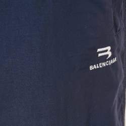 Pre Owned Balenciaga Wardrobe Unisex Navy Blue Polyamide Side Stripe Detail Track Pants M