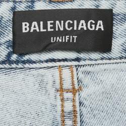 Pre Owned Balenciaga Blue Denim Wide Leg Jeans XS