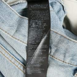 Pre Owned Balenciaga Unifit Blue Denim Distressed Wide Leg Jeans L