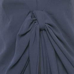 Pre Owned Balenciaga Navy Blue Crepe Drape Detail Maxi Dress M