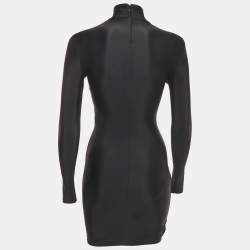 Pre Owned Balenciaga Black Jersey High Neck Bodycon Dress S