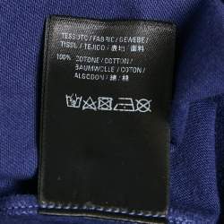 Balenciaga Dark Blue Cotton Logo Print Crew Neck T-Shirt L