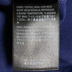 Balenciaga Dark Blue Cotton Logo Print Crew Neck T-Shirt L