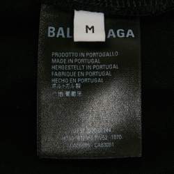Balenciaga Black Logo Print Cotton Crew Neck T-Shirt M
