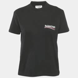 Balenciaga Black Logo Embroidery Cotton Crewneck Small Fit T-Shirt L