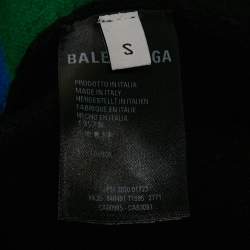 Pre Owned Balenciaga Black 7 Languages Logo Intarsia Wool Sweater S