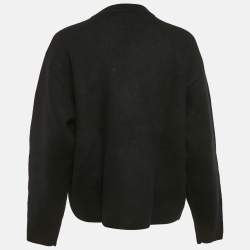 Pre Owned Balenciaga Black 7 Languages Logo Intarsia Wool Sweater S