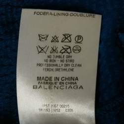 Pre Owned Balenciaga Blue Textured Silk Ruffled Mini Skirt M