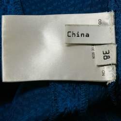 Pre Owned Balenciaga Blue Textured Silk Ruffled Mini Skirt M