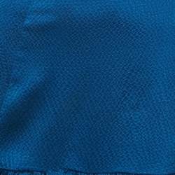 Pre Owned Balenciaga Blue Textured Silk Ruffled Mini Skirt M