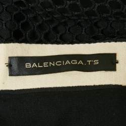 Pre Owned Balenciaga Black Jersey and Sheer Mesh Trim Top S