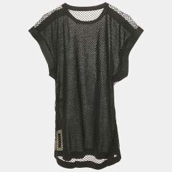 Pre Owned Balenciaga Black Jersey and Sheer Mesh Trim Top S