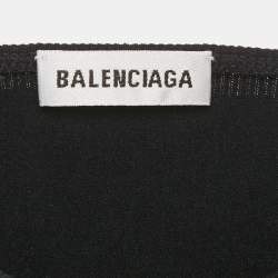 Pre Owned توب بالنسياغا ملائم جيرسي بحواف شبكة طباعة الشعار أسود مقاس صغير (سمول)